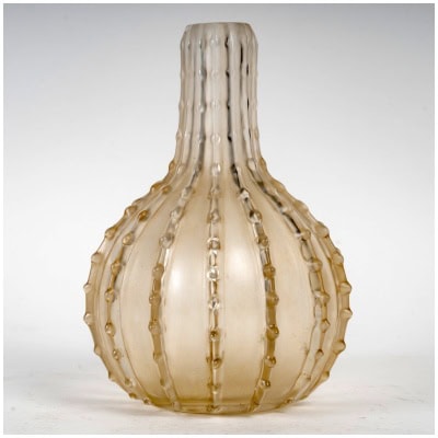 1912 René Lalique – Serrated White Glass Vase with Sepia Patina