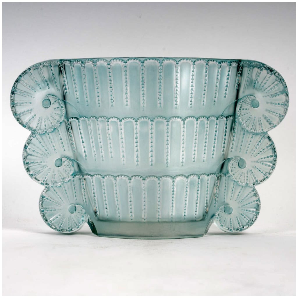 1937 René Lalique – Jaffa Vase White Glass Patinated Turquoise 4
