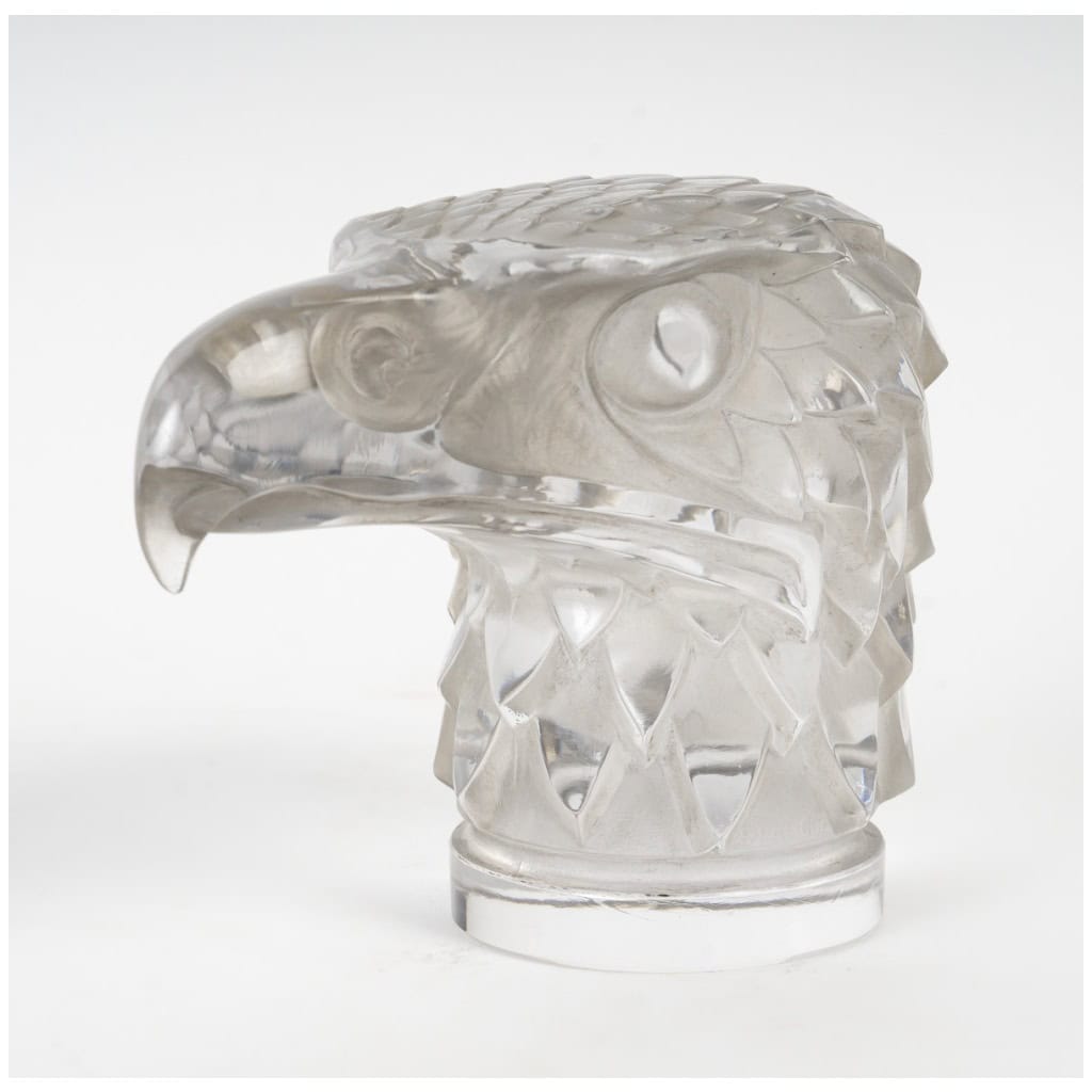 1928 René Lalique – Automobile Mascot Eagle Head White Glass 5