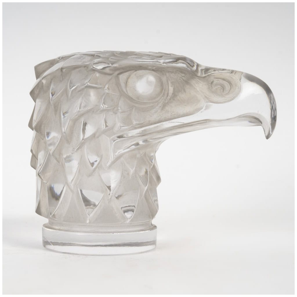 1928 René Lalique – Automobile Mascot Eagle Head White Glass 4