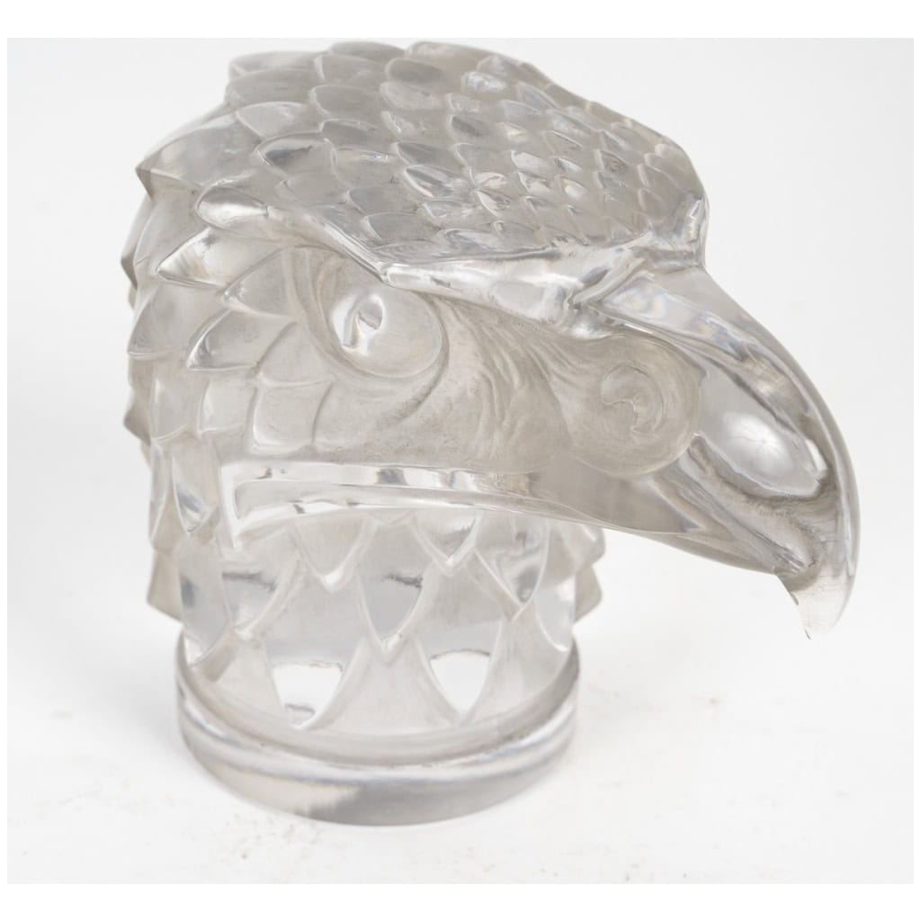 1928 René Lalique – Automobile Mascot Eagle Head White Glass 6