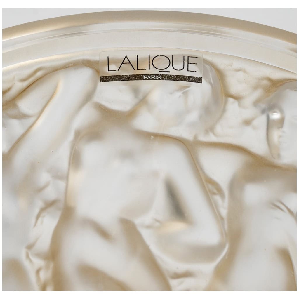 Lalique France d’Après René Lalique – Vase Bacchantes Cristal Blanc Lustré Or 6