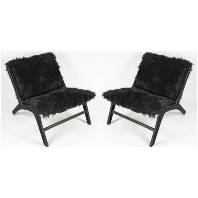 Pair of low chairs by Olivier de Schrijver