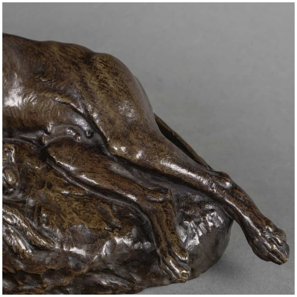 Sculpture – Dog With Hare, Émile – Louis Truffot (1843-1896) – Bronze 8