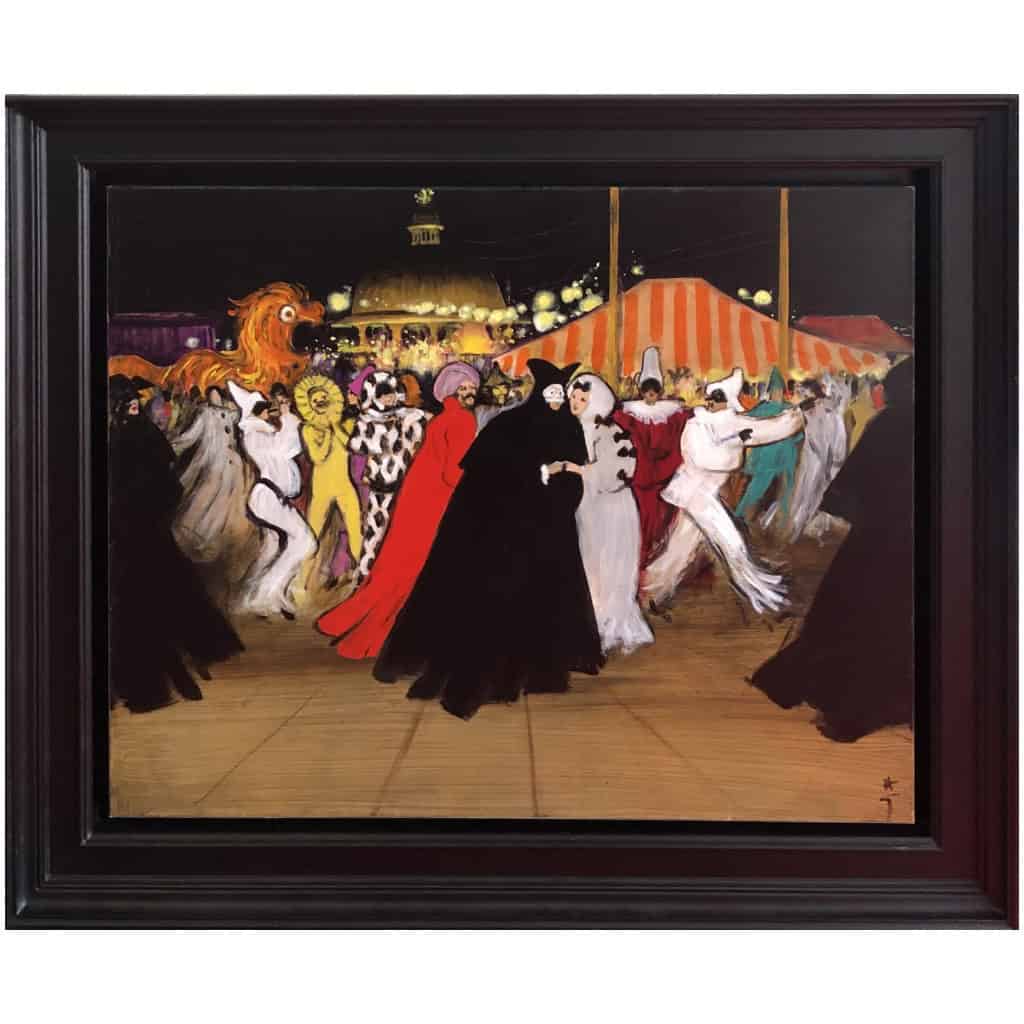 GRUAU René French School The Carnival of Venice Oil on canvas signed Certificate of authenticity 6