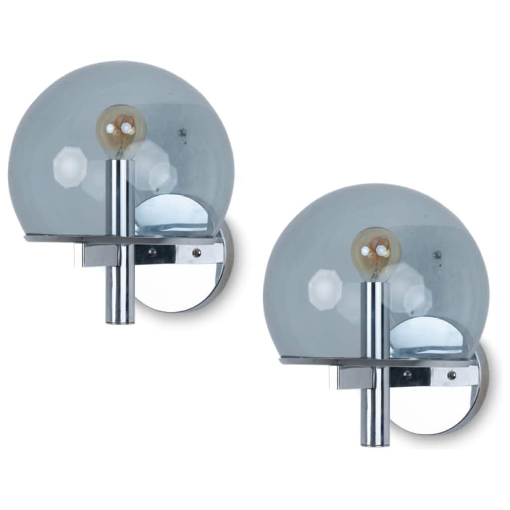 Gaetano Sciolari. Pair of ball-shaped wall lights. 1970s. 5