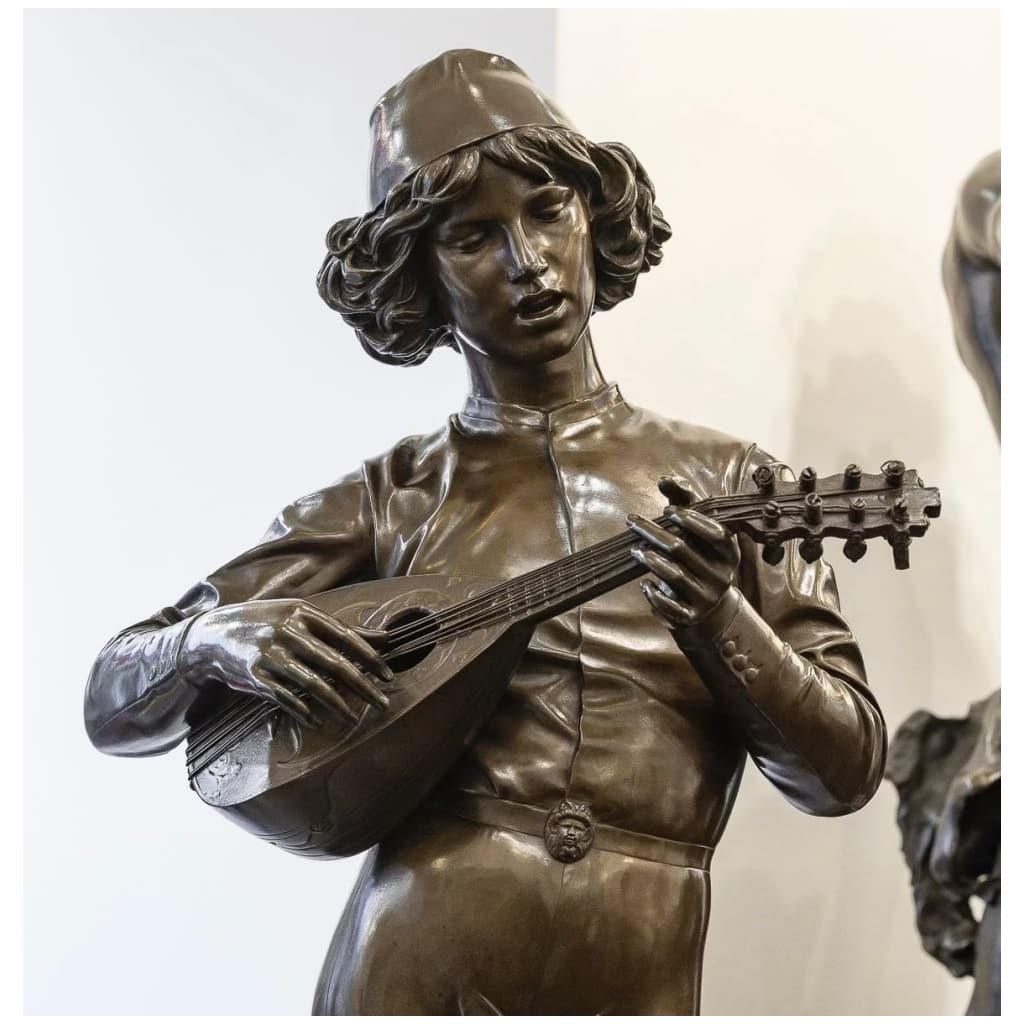 Sculpture – The Florentine Singer, Paul Dubois (1829-1905) – Bronze 5