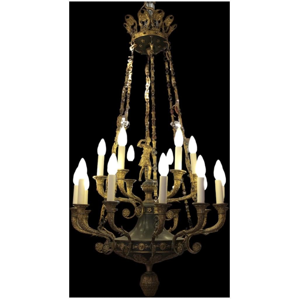 Important lustre Empire 18 lumières en bronze ciselé et doré. Travail du début 19ème siècle d’époque Empire 3