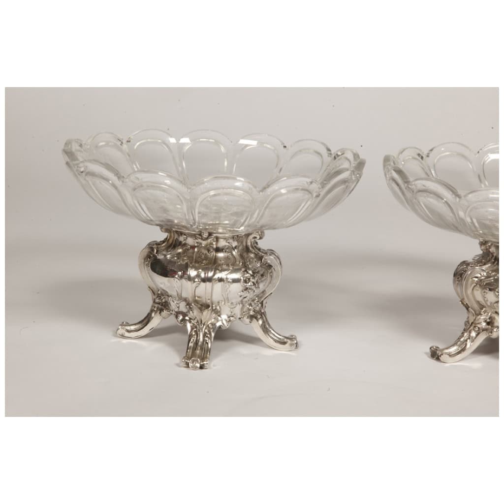 ORFÈVRE GUSTAVE ODIOT – PAIRE DE COUPES EN ARGENT MASSIF ET CRISTAL BACCARAT 4