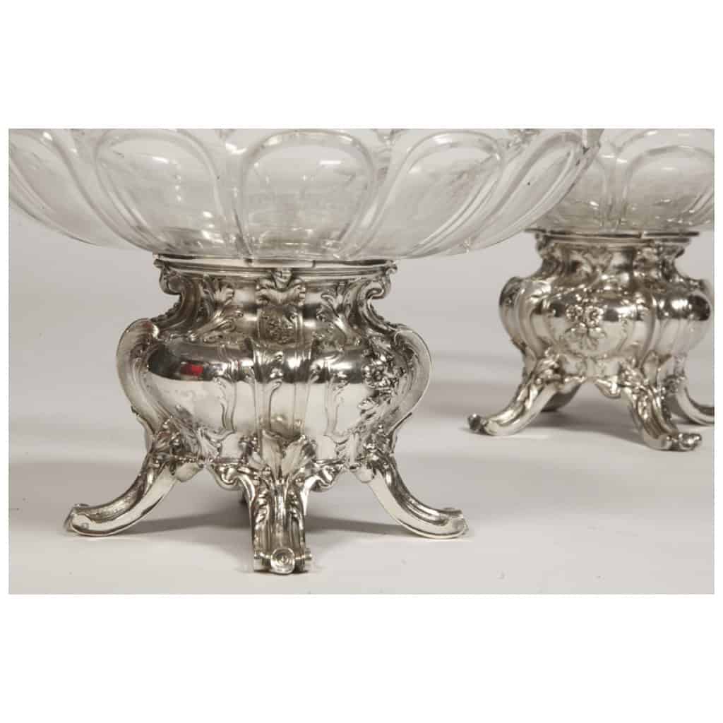 GOLDSMITH GUSTAVE ODIOT – PAIR OF STERLING SILVER AND BACCARAT CRYSTAL CUPS 6