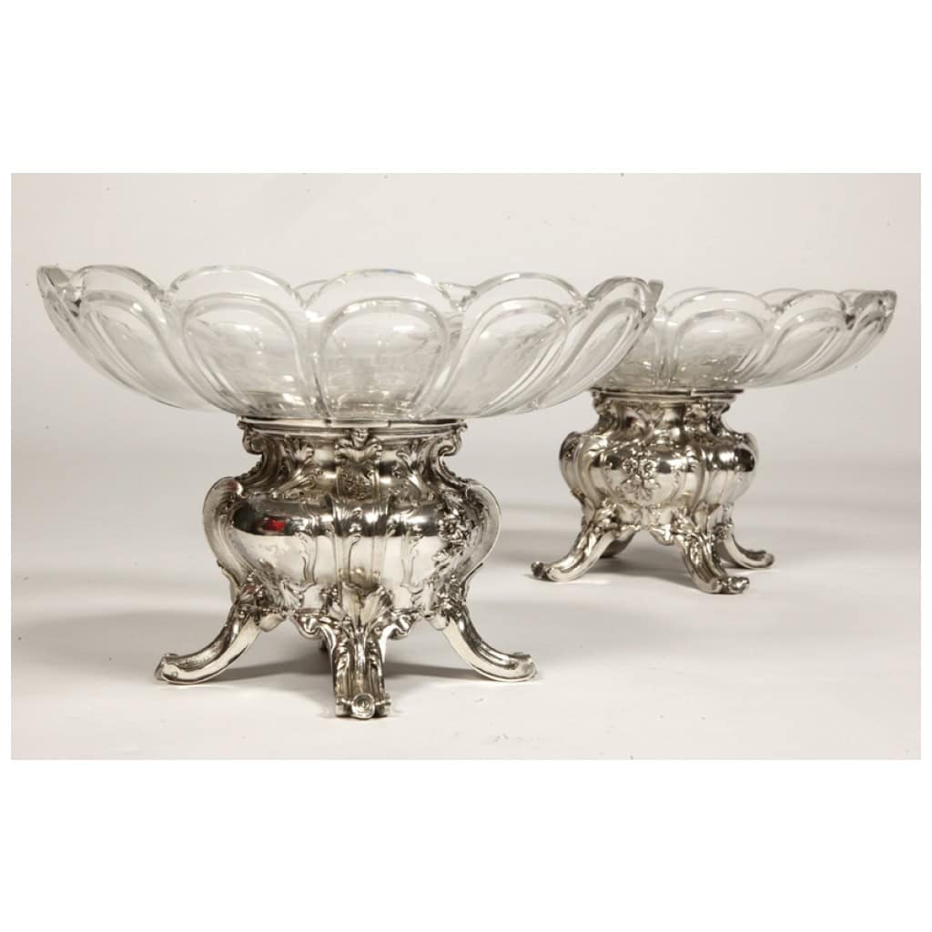 ORFÈVRE GUSTAVE ODIOT – PAIRE DE COUPES EN ARGENT MASSIF ET CRISTAL BACCARAT 7