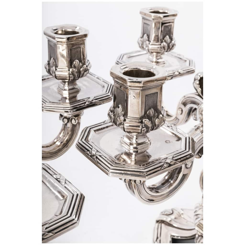 ED. TETARD – IMPORTANT PAIR OF SILVER CANDELABRA XIXE . 14