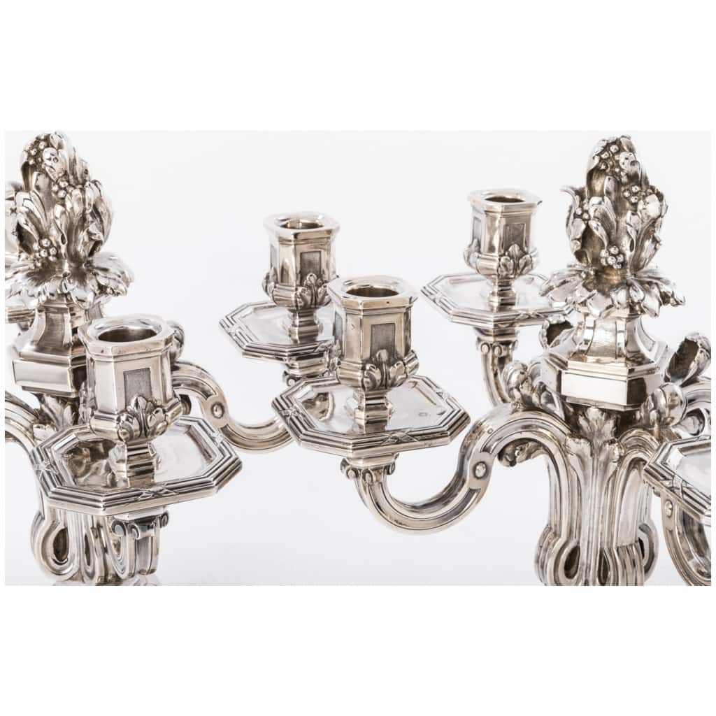 ED. TETARD – IMPORTANT PAIR OF SILVER CANDELABRA XIXE . 17