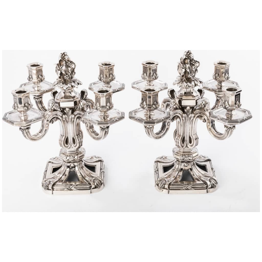 ED. TETARD – IMPORTANT PAIR OF SILVER CANDELABRA XIXE . 4