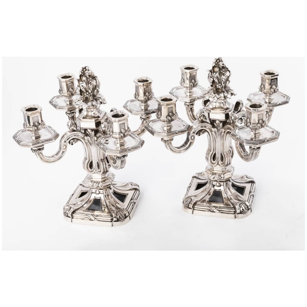 ED. TETARD – IMPORTANT PAIR OF SILVER CANDELABRA XIXE . 7