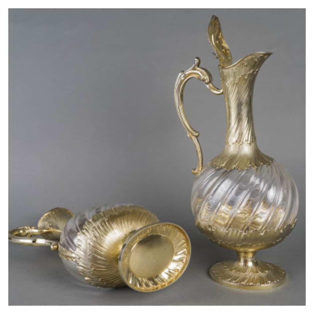 GUSTAVE ODIOT – PAIR OF CRYSTAL AND VERMEIL EWERS CIRCA 1870/1880 12