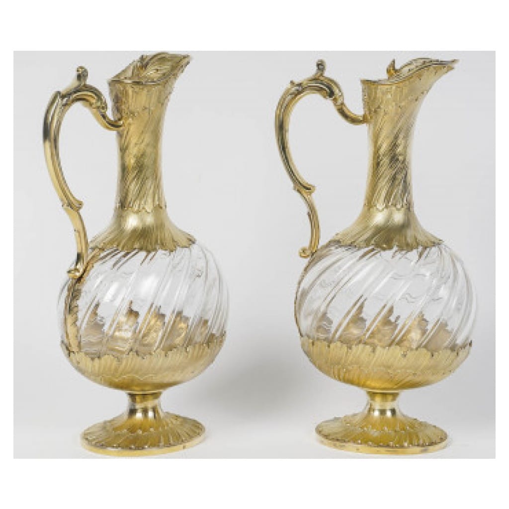 GUSTAVE ODIOT – PAIR OF CRYSTAL AND VERMEIL EWERS CIRCA 1870/1880 6