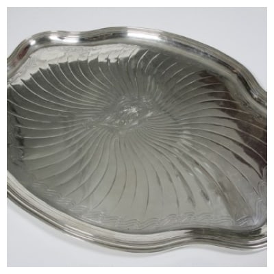 GOLDsmith A. AUCOC – STERLING SILVER OVAL TRAY XIXE