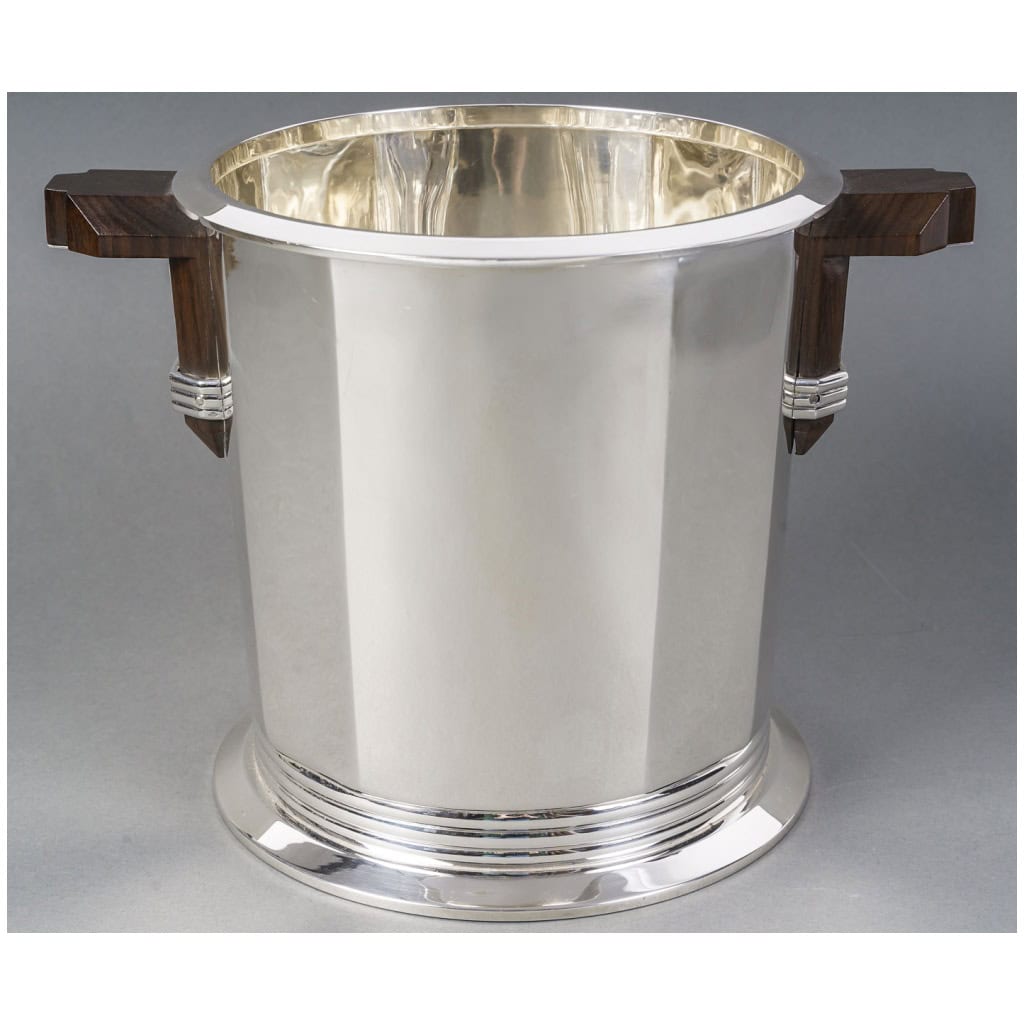 PUIFORCAT – “BAYONNE” CHAMPAGNE BUCKET IN STERLING SILVER ART DECO 3