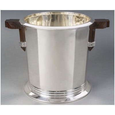 PUIFORCAT – “BAYONNE” CHAMPAGNE BUCKET IN STERLING SILVER ART DECO