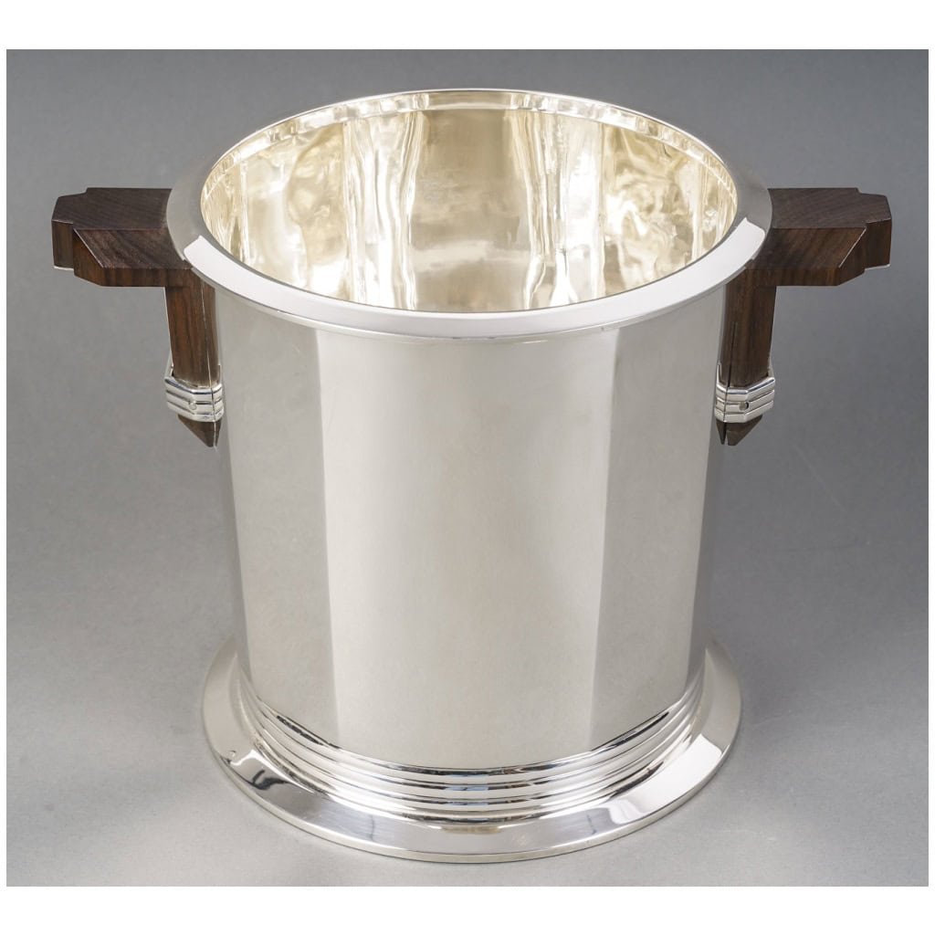 PUIFORCAT – “BAYONNE” CHAMPAGNE BUCKET IN STERLING SILVER ART DECO 4