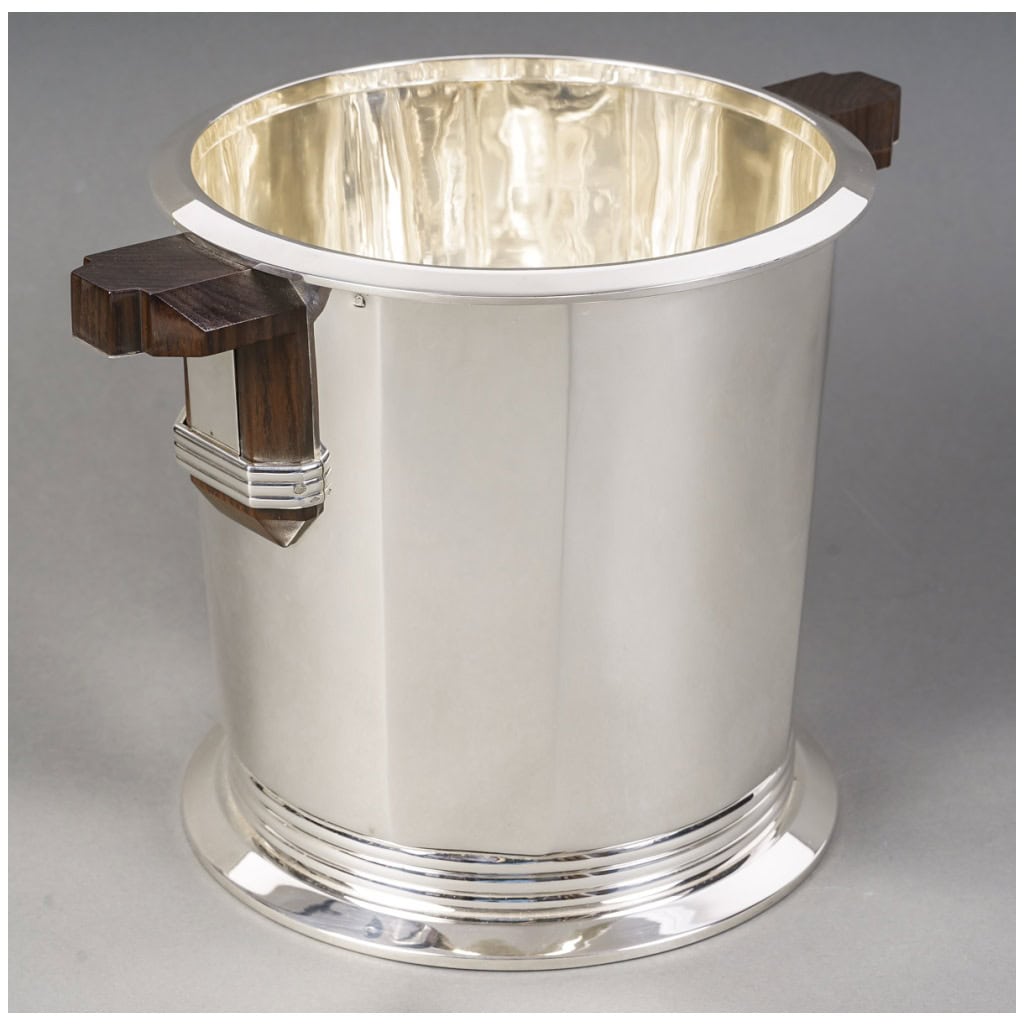 PUIFORCAT – “BAYONNE” CHAMPAGNE BUCKET IN STERLING SILVER ART DECO 5