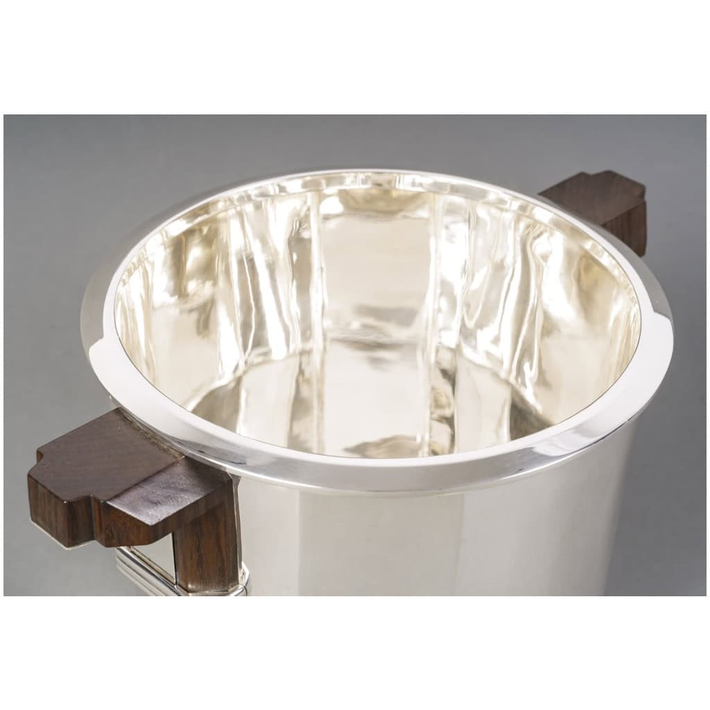 PUIFORCAT – “BAYONNE” CHAMPAGNE BUCKET IN STERLING SILVER ART DECO 6