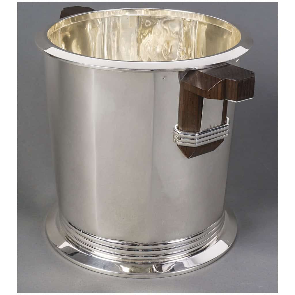 PUIFORCAT – “BAYONNE” CHAMPAGNE BUCKET IN STERLING SILVER ART DECO 8