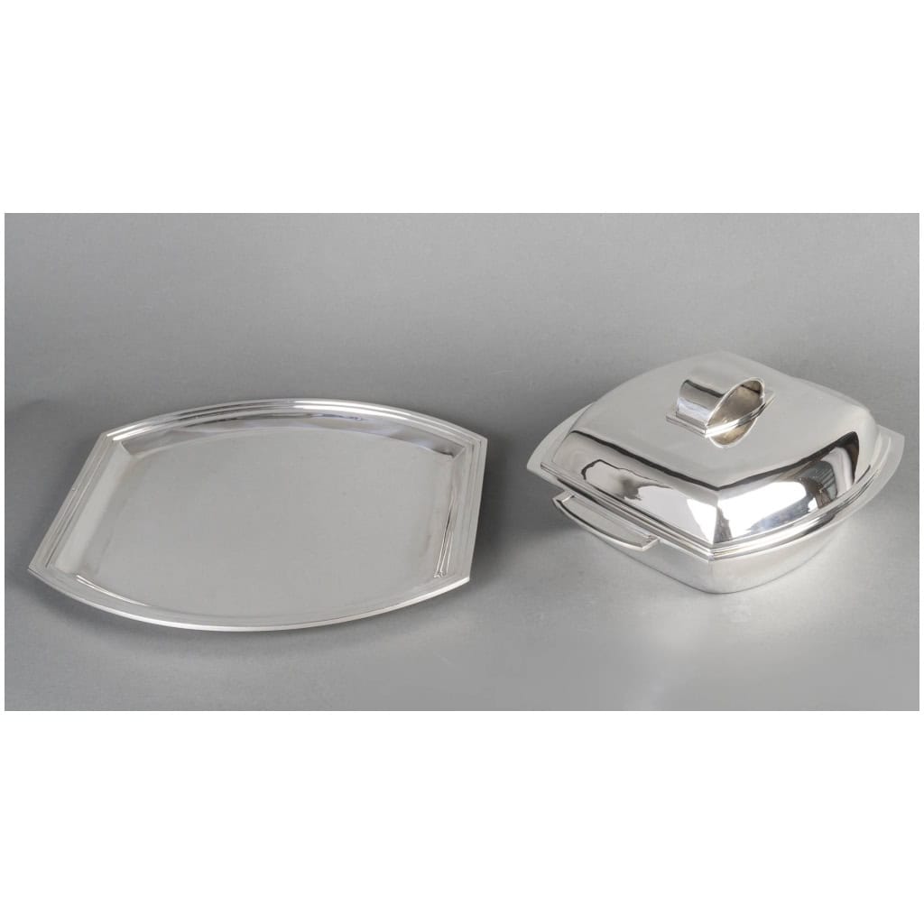CHRISTOFLE – MODERNIST TUNER ON ITS STERLING SILVER ART DECO 12 TRAY
