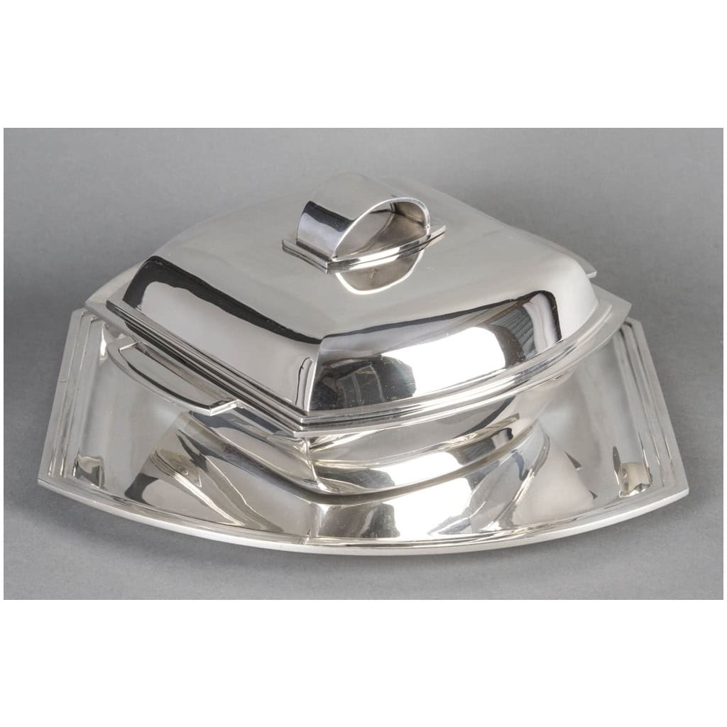 CHRISTOFLE – MODERNIST TUNER ON ITS STERLING SILVER ART DECO 13 TRAY