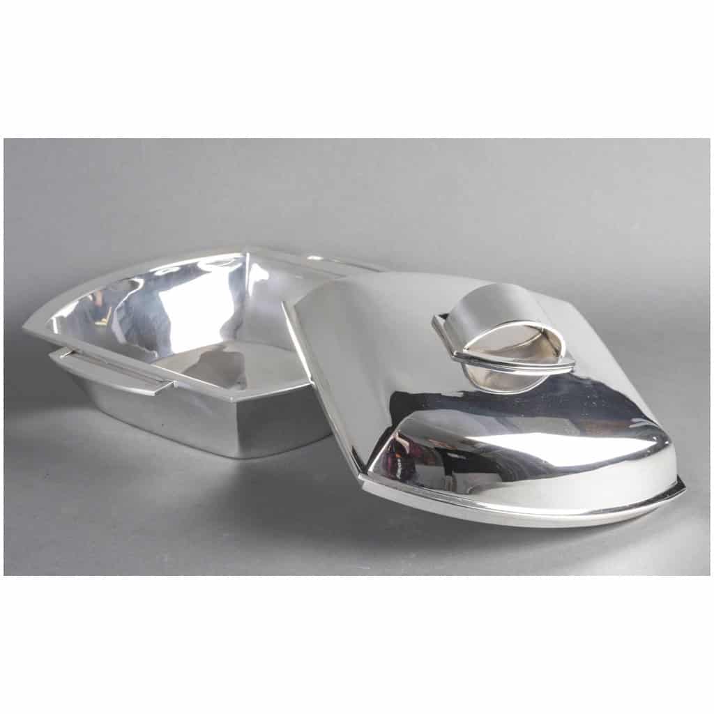 CHRISTOFLE – MODERNIST TUNER ON ITS STERLING SILVER ART DECO 7 TRAY