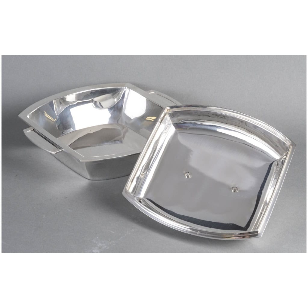 CHRISTOFLE – MODERNIST TUNER ON ITS STERLING SILVER ART DECO 9 TRAY