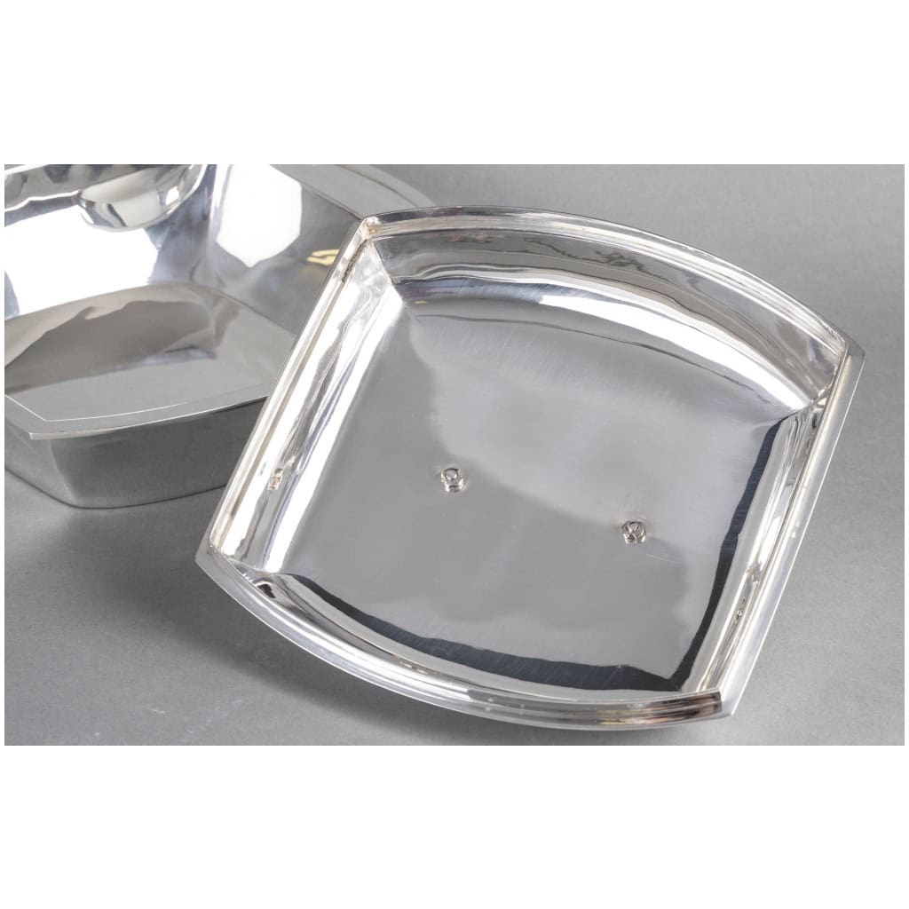 CHRISTOFLE – MODERNIST TUNER ON ITS STERLING SILVER ART DECO 10 TRAY