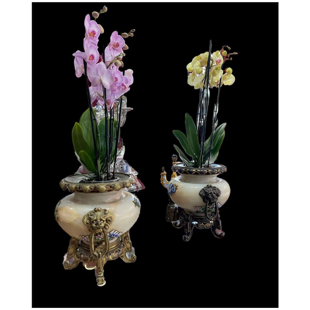 EUGENE CORNU – PAIR OF ALGERIAN ONYX AND BRONZE VASES XIXth 3