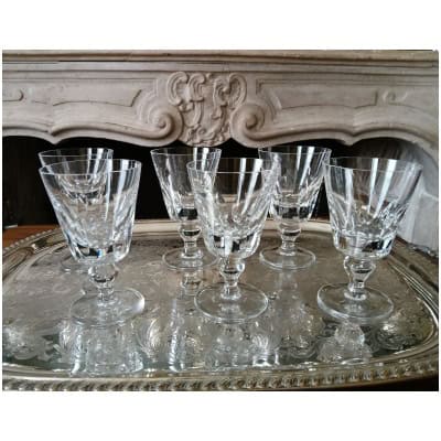 6 large Saint Louis water glasses, Jersey model, all signed