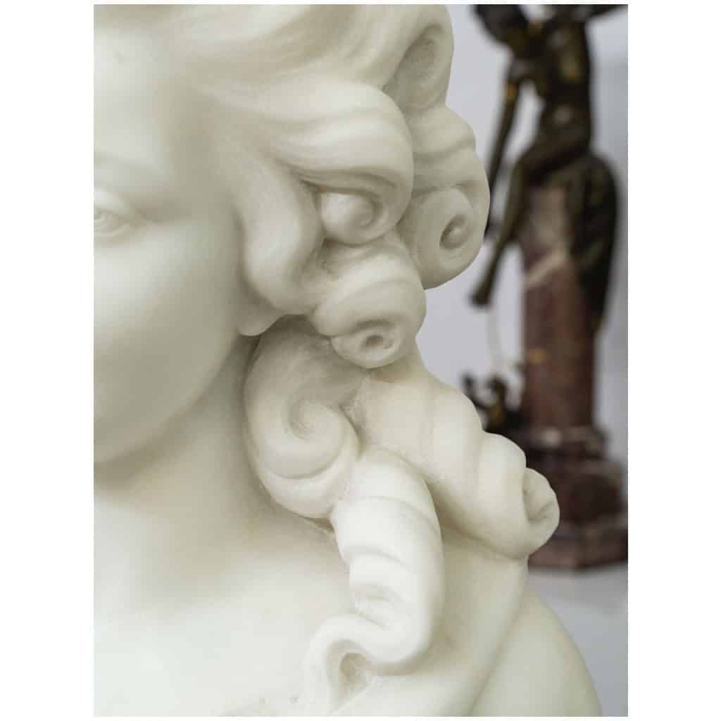 Buste En Marbre Blanc De Carrare « Madame De Pompadour » , Guglielmo Pugi (1850-1915) 7