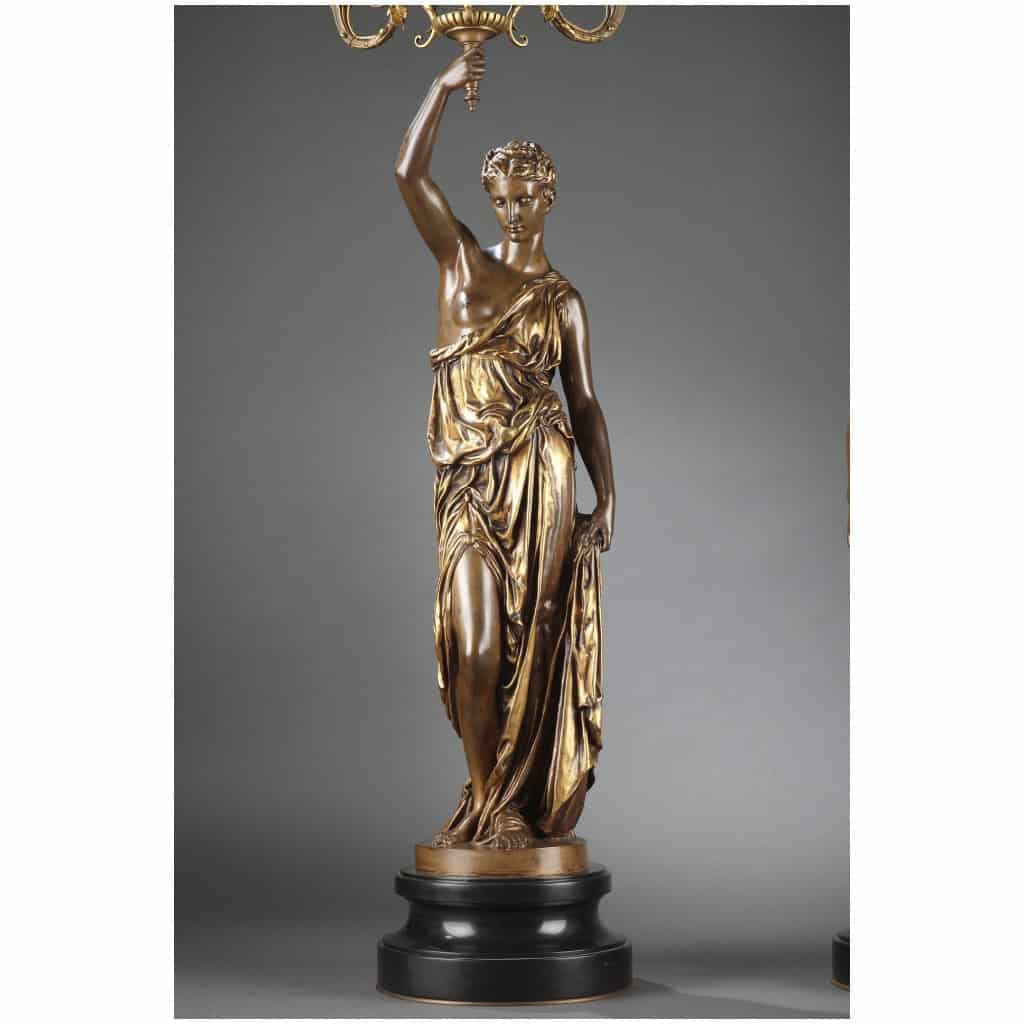BARBEDIENNE – PAIRE DE TORCHÈRES EN BRONZE PAR DUBOIS & FALGUIERE 4