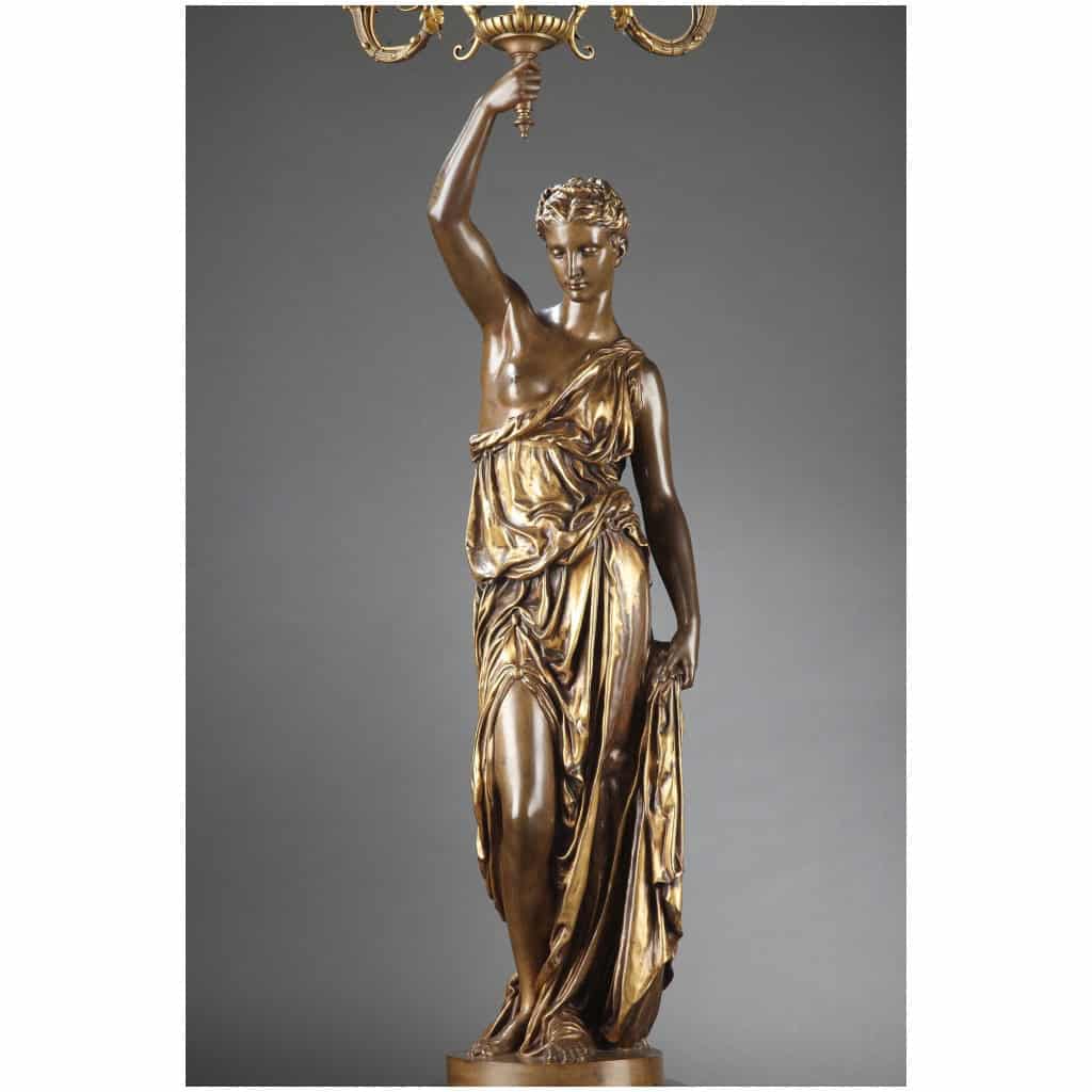 BARBEDIENNE – PAIRE DE TORCHÈRES EN BRONZE PAR DUBOIS & FALGUIERE 5