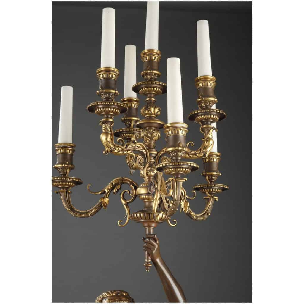 BARBEDIENNE – PAIRE DE TORCHÈRES EN BRONZE PAR DUBOIS & FALGUIERE 10