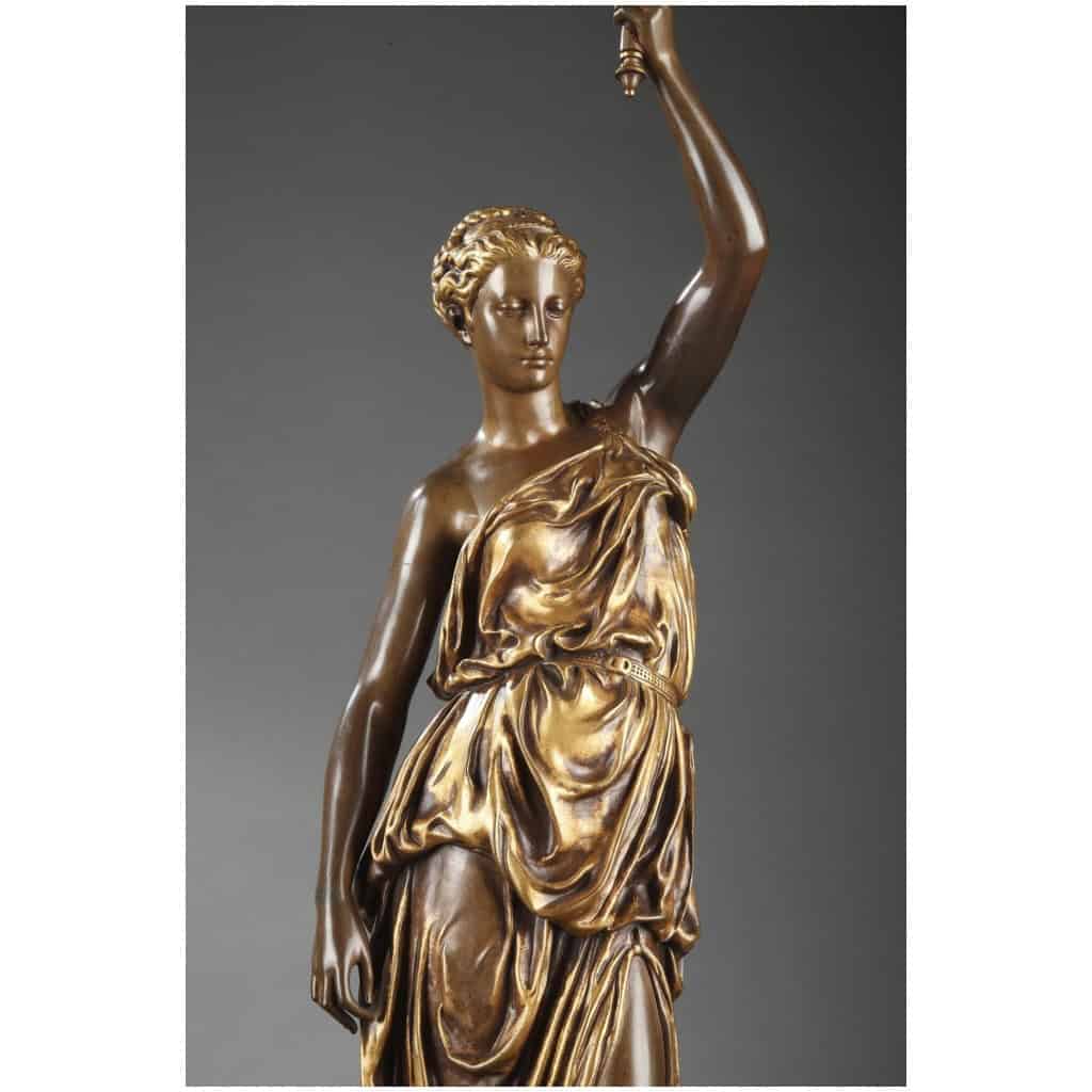 BARBEDIENNE – PAIRE DE TORCHÈRES EN BRONZE PAR DUBOIS & FALGUIERE 12