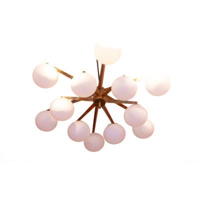 Angelo Lelli. Lustre en laiton et opaline. Contemporain. LS54392108A 3