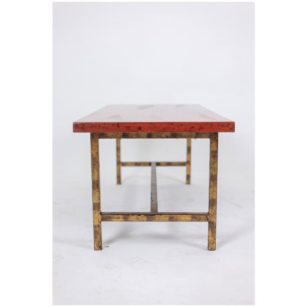 Coffee table in lacquer and gilded iron. 1950s. LS5874250H 4