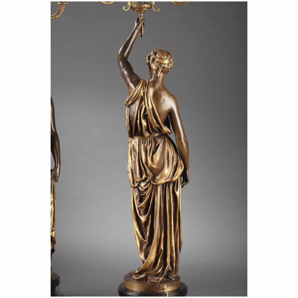 BARBEDIENNE – PAIRE DE TORCHÈRES EN BRONZE PAR DUBOIS & FALGUIERE 26