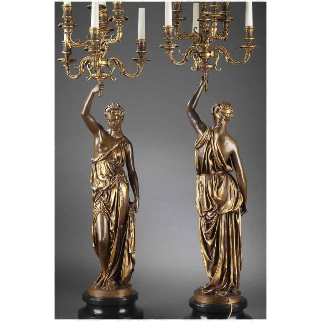 BARBEDIENNE – PAIRE DE TORCHÈRES EN BRONZE PAR DUBOIS & FALGUIERE 28