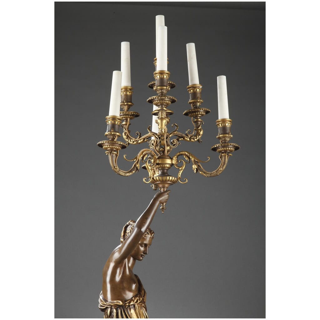 BARBEDIENNE – PAIRE DE TORCHÈRES EN BRONZE PAR DUBOIS & FALGUIERE 31
