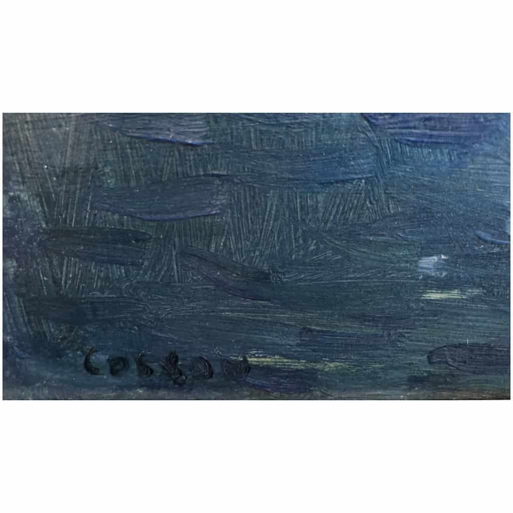 COSSON Marcel Peinture 20è siècle Voiliers en bord de mer Huile sur panneau signée Certificat d’authenticité. 7