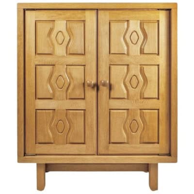 1950 Low cabinet in solid oak by Guillerme et Chambron 3