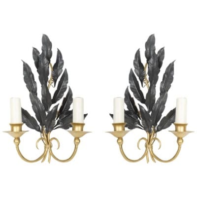 1960 Pair of “Oak Leaf” wall lights Maison Honoré