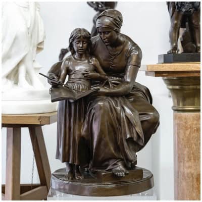 Bronze Group, Maternal Education, Eugène Delaplanche (1836-1891) 3