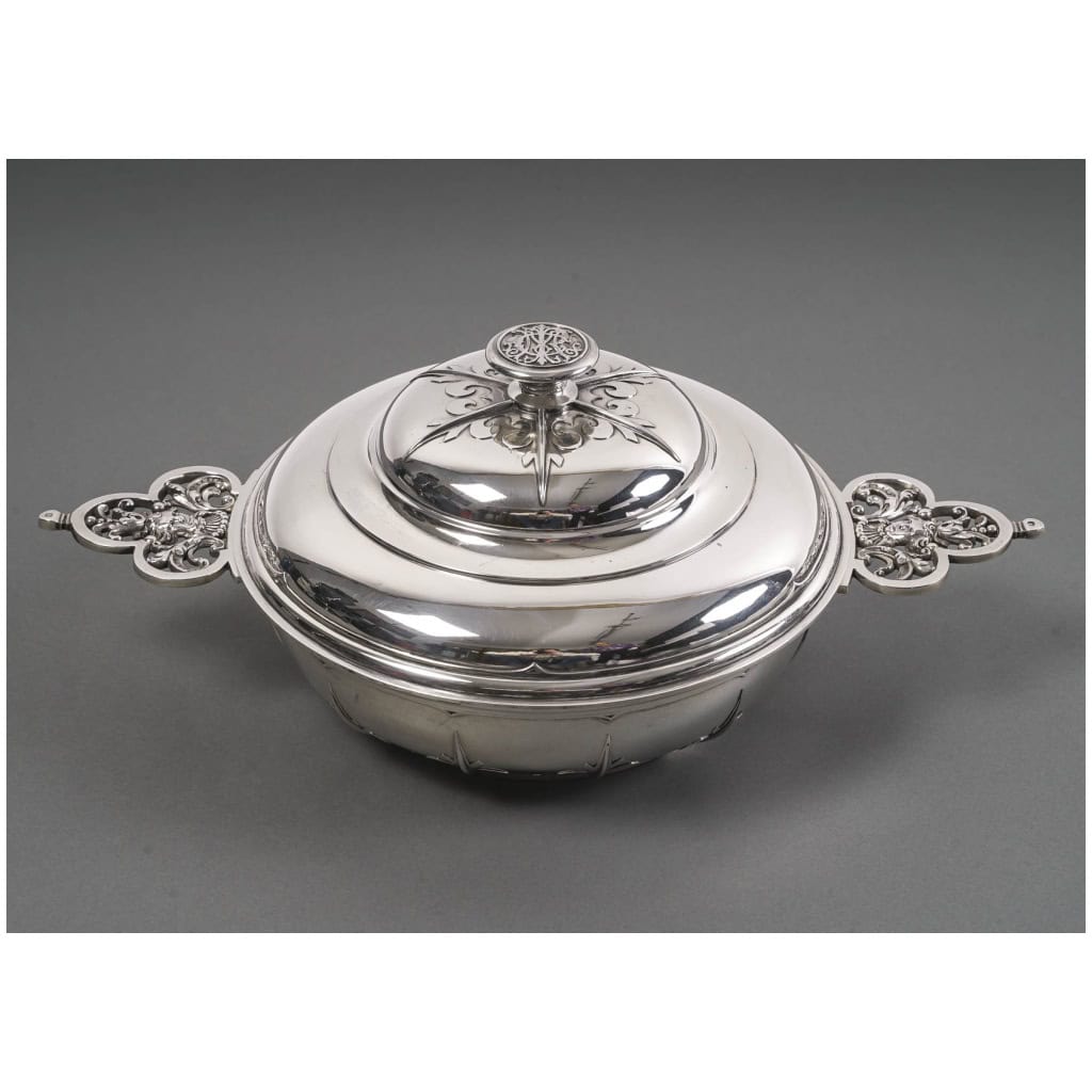 CARDEILHAC – GARNITURE DE TABLE « RENAISSANCE » MASCARON ARGENT FIN XIXÈ 4